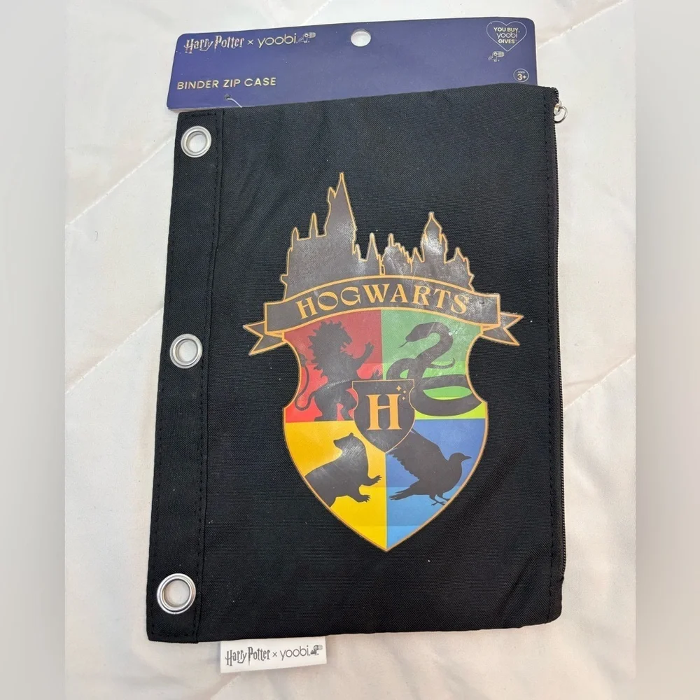 Yoobi Harry Potter Black Hogwarts Binder Zip pencil Case NWT
